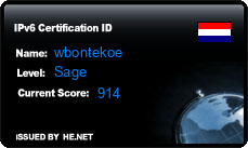 IPv6 Certification Badge for wbontekoe