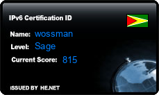 IPv6 Certification Badge for wossman